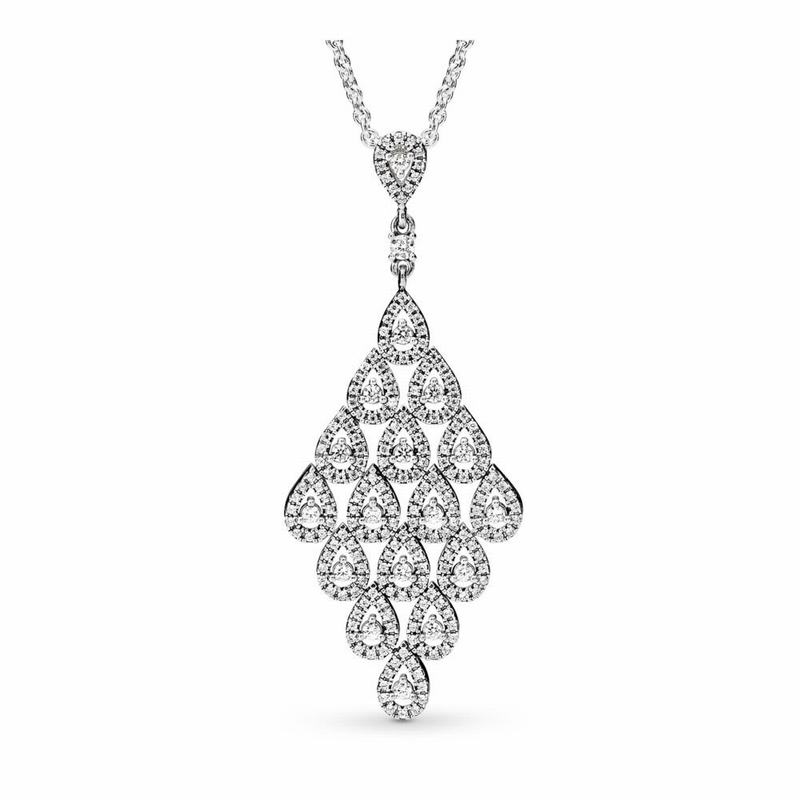 Pandora Cascading Glamour Necklace & Pendant - Sterling Silver/Cubic Zirconia - Canada | EL2997SF